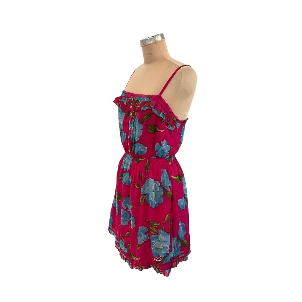 Hollister Floral Mini Sundress‎ Button Front Smocked Strappy Lined Summer Size M